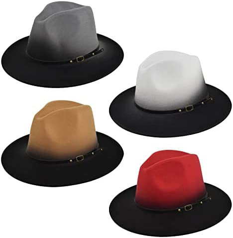 Gradient Two Toned Fedora Hat with Buckle