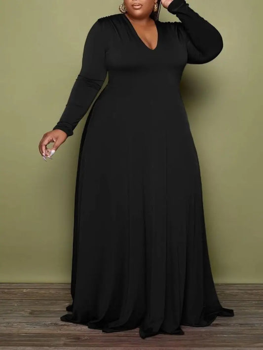 Plus Size V-Neck Maxi Dress