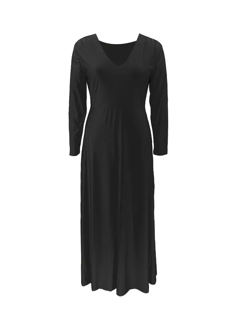 Plus Size V-Neck Maxi Dress