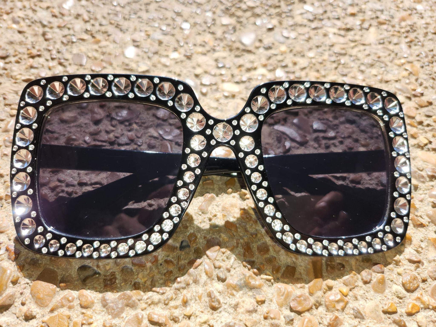 Maxi Oversize Rhinestone Rectangle Sunglasses