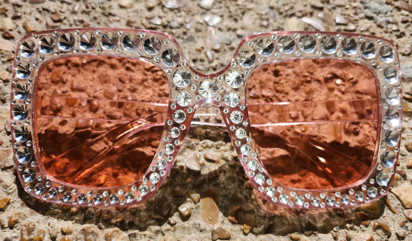 Maxi Oversize Rhinestone Rectangle Sunglasses