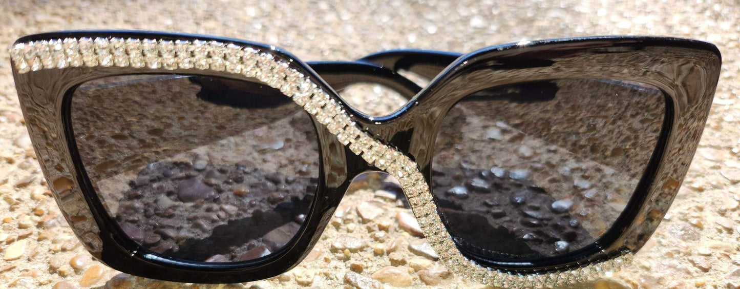 Bonnie Cat Eye Rhinestone Square Sunglasses