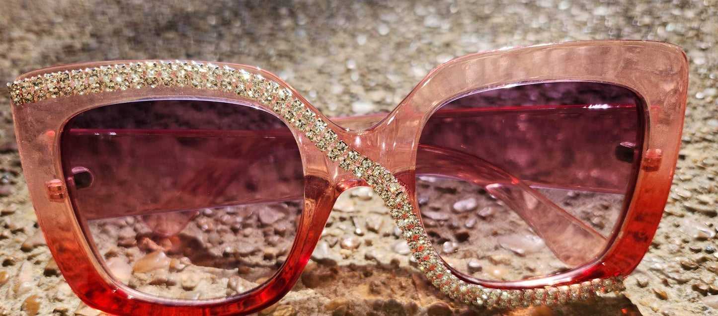 Bonnie Cat Eye Rhinestone Square Sunglasses