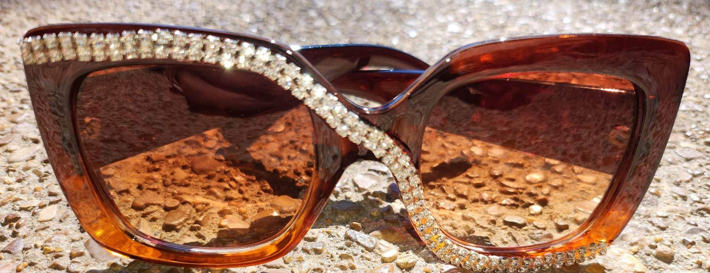 Bonnie Cat Eye Rhinestone Square Sunglasses