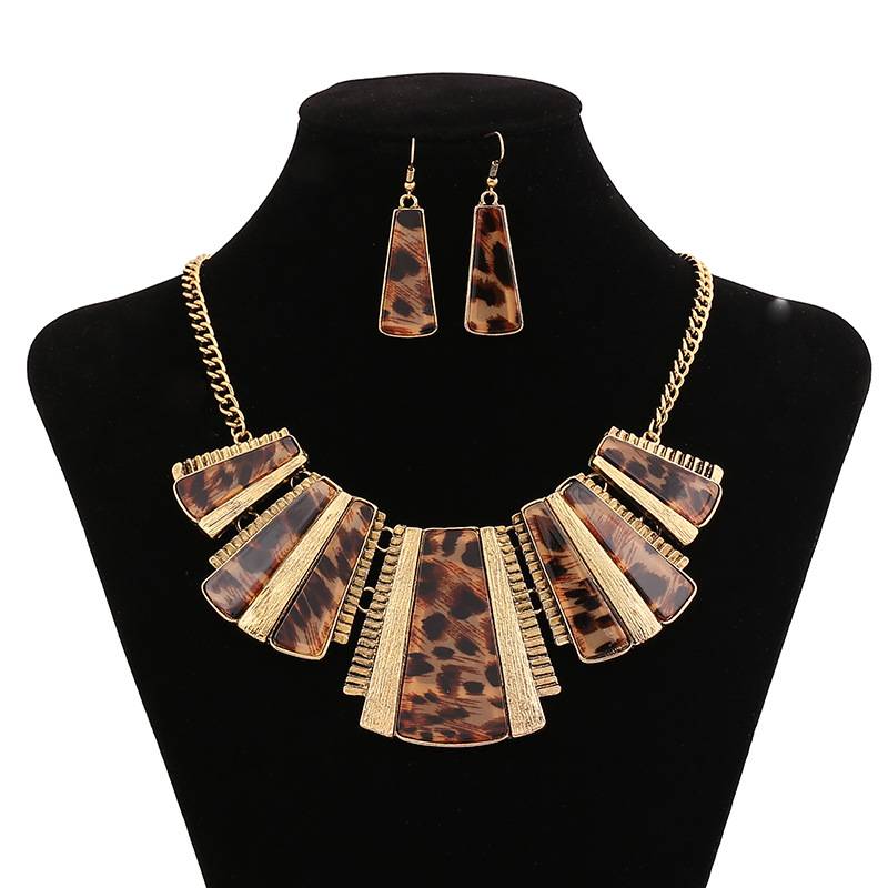 Nicole Leopard Print Necklace and Earring Set